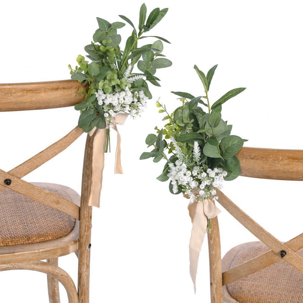 Ling’s Moment 8 White Aisle Pew Artificial Flowers Arrangements Babysbreath f…