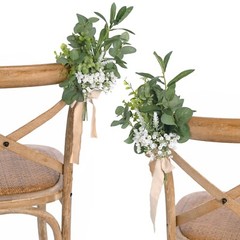 Ling’s Moment 8 White Aisle Pew Artificial Flowers Arrangements Babysbreath f…
