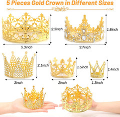 Billbotk 53 Pcs Flower Bouquet Accessories, 5 Pcs Gold Crowns and 48 Pcs Gold Bu