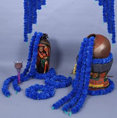 Artificial Blue Marigold Flower Garlands Vine Wedding Indian Event Decoration