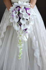 New Bridal Bouquet, Wedding Flowers, Calla Lilies, Artificial Flowers, Waterfall