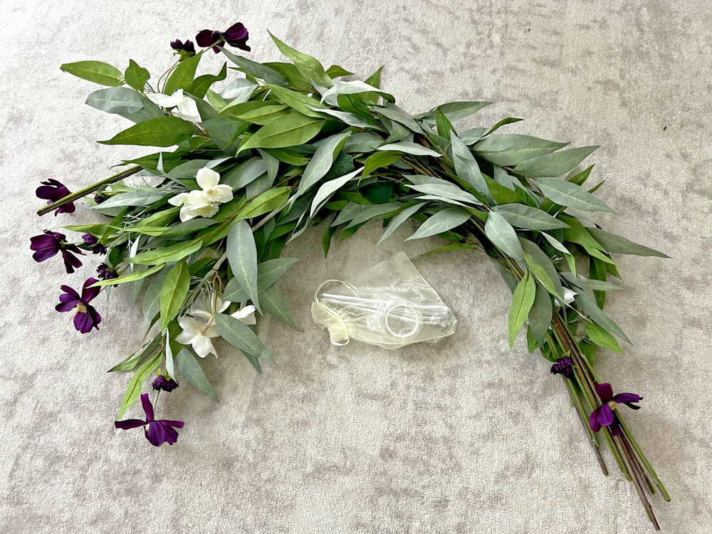 Wedding/Party Faux Leafy Flower Stems (Purple & White) Decor!