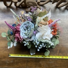 Beautiful Bridal Wedding Bouquet Budget Handmade Faux Floral Blue Orange Purple