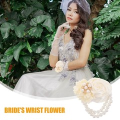 2 Pcs Prom Flower Wrist Corsage Bracelet Wedding Artificial Corsages