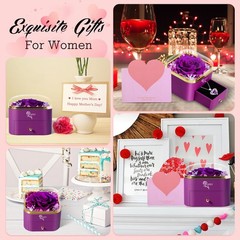 Valentines Day Gifts for Her – Preserved Real Purple Rose with Heart