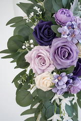 Lilac Wedding Arch Flowers Kit with 26Ft White Draping Fabric for DIY Decor
