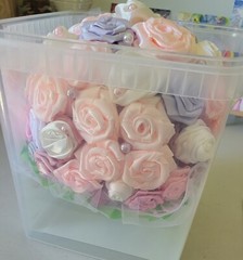 Handmade Bouquet from ribbons. Each flower is handmade. Diameter is 8 inch.
