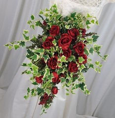 Roses and Ivy Garden Silk Wedding Bouquet