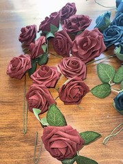 Ling’s Moment Artificial Foam Roses in Teal and Burnt Orange 70 Count