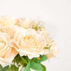 CREAM 2 Bushes 18″ ARTIFICIAL Faux Silk Rose FLOWERS Bouquet Wedding Decorations