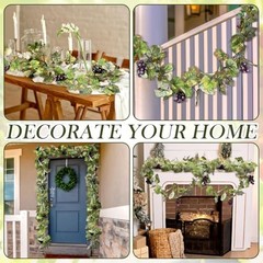 Artificial Grape Leaf Garland Vine Plant for Decoration Fake 6.5 ft Light Green