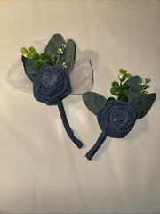 Forever Denim Rose Bridal Bouquet Corsage Boutonnière Wedding Anniversary