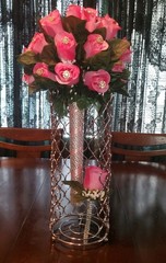 Bling Crystal Wedding Bouquet Matching Bling Boutonere Bling Pink Rose Bouquet