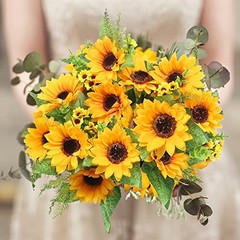 Artificial Sunflower Bouquets,2 Bunches Fake Flowers for Outdoors Baby Shower