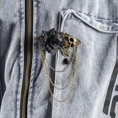 Vintage Skull Rose Tassel Chain Pin Brooch for Men & Women – Punk, Gothic Sui…