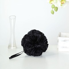 2 BLACK 7″ Silk Roses Flowers Kissing Balls Wedding Party Events Centerpieces
