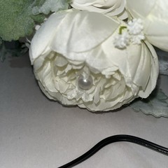 Bridal Bouquet Ivory White Roses Ranunculus Silk Flowers Pearl Center Weddingnew