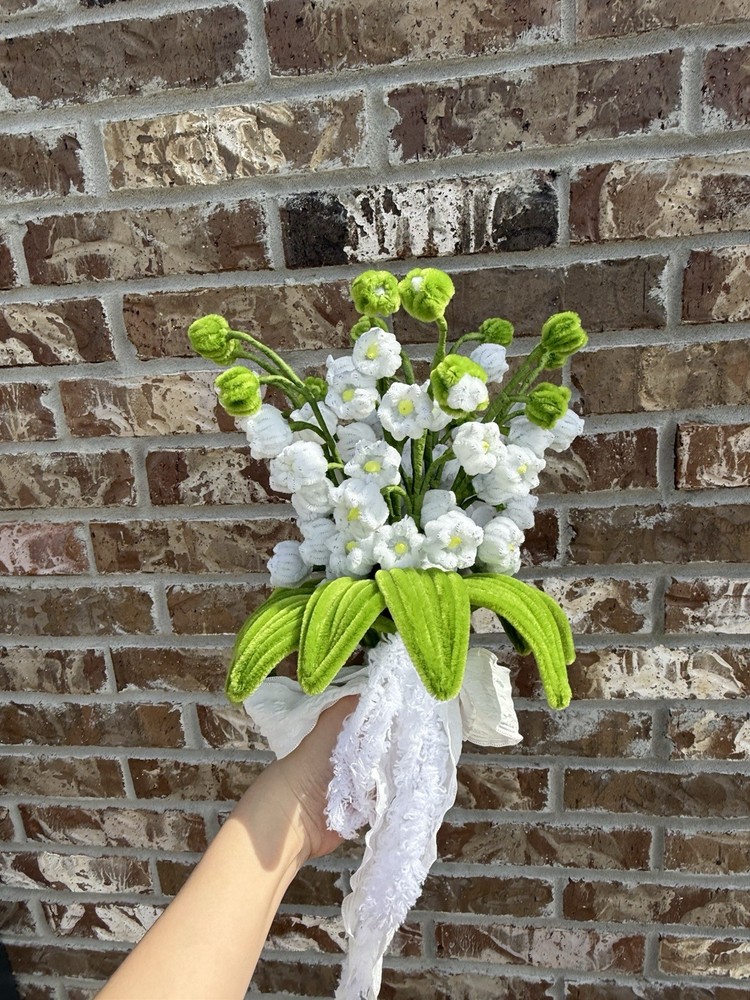 Handmade Pipecleaner Wedding Bouquet & Buttonhole – Lily of the Valley Set