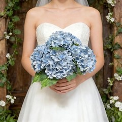 3 Pcs Real Touch Hydrangea Artificial Flowers, Pet-Safe 3D Latex Blue