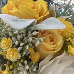 Yellow White Rose Small Peonies Artificial Wedding Bridal Bouquet Flowers New