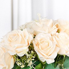 CREAM 2 Bushes 18″ ARTIFICIAL Faux Silk Rose FLOWERS Bouquet Wedding Decorations