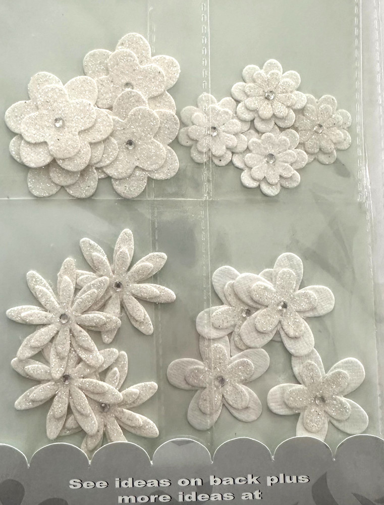 Celebrations Sparkle Paper Flowers by Petaloo Double Delight Wedding White 16 pc