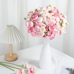 Ranunculus Artificial Flower Faux Silk Mini Peony Flowers Fake Peonies Pink