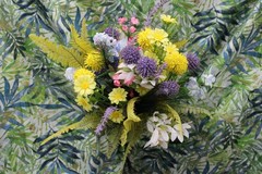 Wild flower: multi color bouquet w/ matching boutonierre