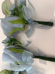 NEW – Lot of 9 Dusty Blue – Rose – Wedding Boutonnieres – Qty 9 with Pearl Pins