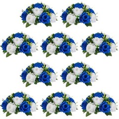 NUPTIO 10 Pcs Wedding Vase & 10 Pcs Artificial Flowers Set for Wedding Center…