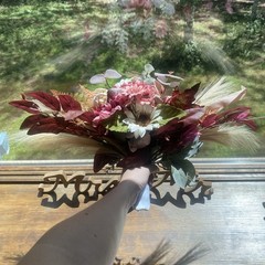 Bridal Wedding Bouquet Hand made Budget Friendly Faux Flowers Gal Orange Red