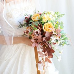 Customization Simulation flower orange rose bridal bouquet western wedding prop
