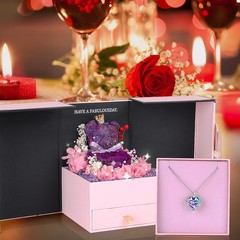 Suturun Preserved Real Roses for Her,Eternal Rose with Purple