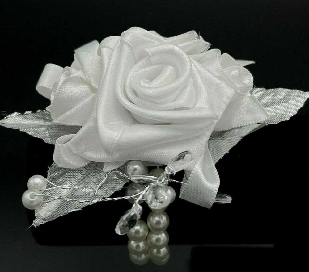 Satin Bridal Rose Wrist Corsage Handmade Wrist Corsage Handmade Rose Corsage 5″
