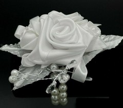 Satin Bridal Rose Wrist Corsage Handmade Wrist Corsage Handmade Rose Corsage 5″