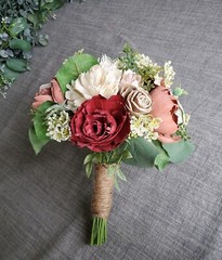 Pink Bridal Bouquet Sage Terra Cotta Burgundy Sola Wood Eucalyptus Bridesmaid