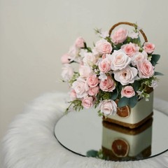 BLUSH 4 Bushes 12″ Silk Roses Artificial FLOWERS Bouquets Party Home Decorations