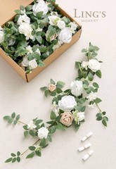 Ling’s Moment 6Pack 1.8ft Artificial Flowers Garland White Rose Lantern Flowe…