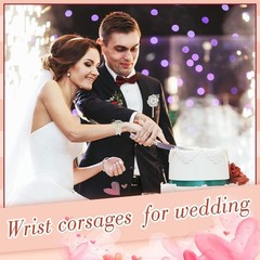 2 Pcs Rhinestone Wrist Corsage and Boutonniere Set – Artificial Flower Corsag…