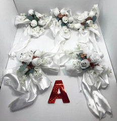 Bridal Wedding Pew Aisle Elegant White Pearl Ribbon Roses Decoration Women Event