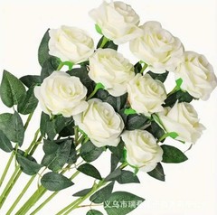 Simulation white silk cloth rose artificial fake flower Tanabata Valentine’s Day
