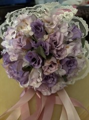 Bride Bouquet Purple Pink & Lavender Roses Handmade Bouquet, See Description