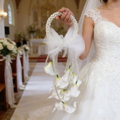 White Calla Lily Hand Arrangement Elegant Calla Lily Bridal Arrangement Long