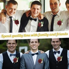 15 Pcs Burgundy Boutonniere for Men Rose Wedding Boutonniere with Pin Groom G…