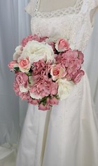 Rose Garden Hydrangea, Peony and Rose Faux Silk Wedding Bouquet