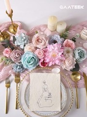 Artificial Flowers Roses Fake Flowers with Stems Blue Pink Artificial Blue&pink