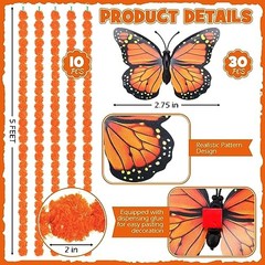 40 Pieces 5 ft Day of The Dead Marigold Garland Set Including 10 Pcs Long