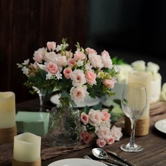 BLUSH 4 Bushes 12″ Silk Roses Artificial FLOWERS Bouquets Party Home Decorations