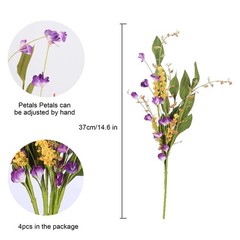 4Pcs Artificial Flowers Bundles Wild Flowers Bouquet Artificial Greenery Shru…