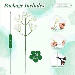 24PCS White Babys Breath Artificial Flowers,11” Elegant Faux 24-Baby Breath